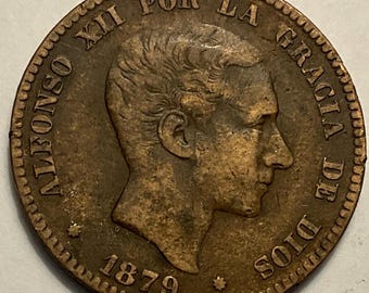 1879 10 Centimos Spain Coin Alfonso XII - Etsy