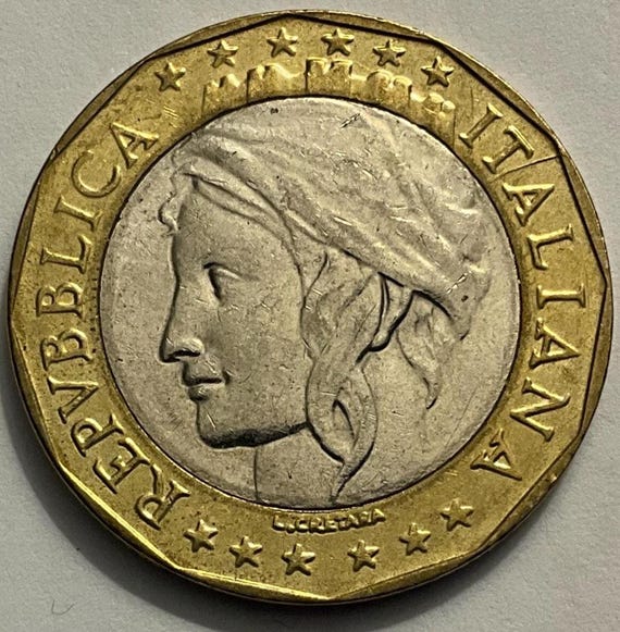 1997年イタリア1000リラ硬貨 - Etsy 日本