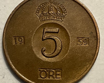 1959 スウェーデン 5 オレ グスタフ 6 世アドルフ コイン - Etsy 日本