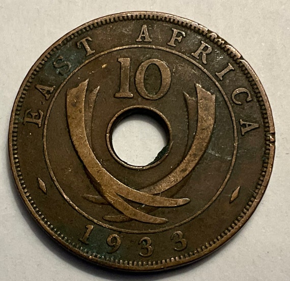 1925 TEN .10 CENTS! Vintage EAST AFRICA coin: GEORGE V