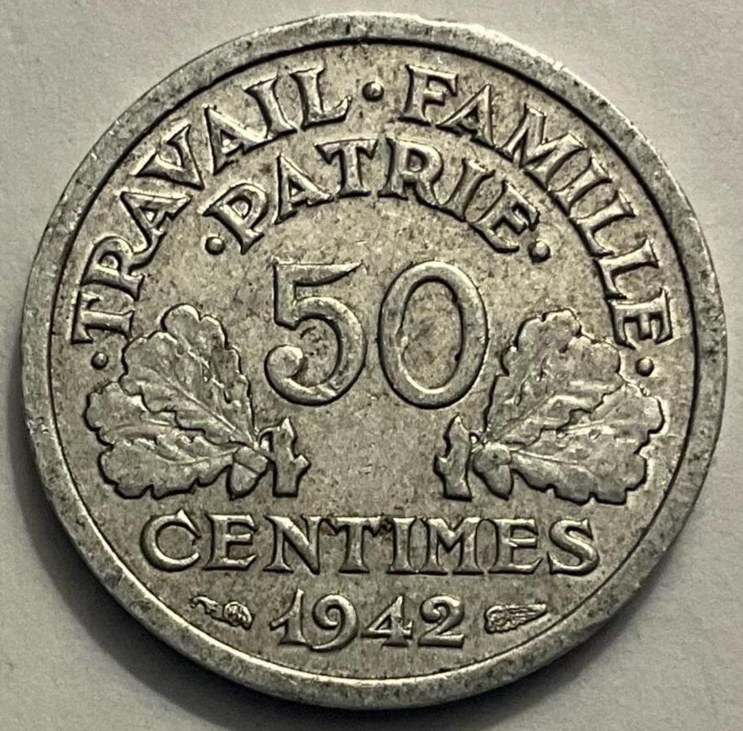 1942年フランス50サンチーム硬貨 - Etsy 日本