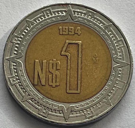 1994年メキシコ1ヌエボペソ硬貨 - Etsy 日本