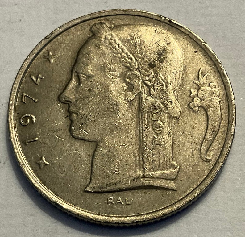 1974 Belgium 5 Francs Coin - Etsy