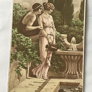Carte postale vintage 1926 de G Meschini peignant avec le timbre du roi George V - RARE !