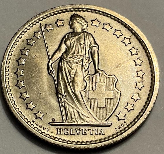 フランスアンティーク　② 1968 Switzerland 1/2 Franc Helvetia Coin - Etsy