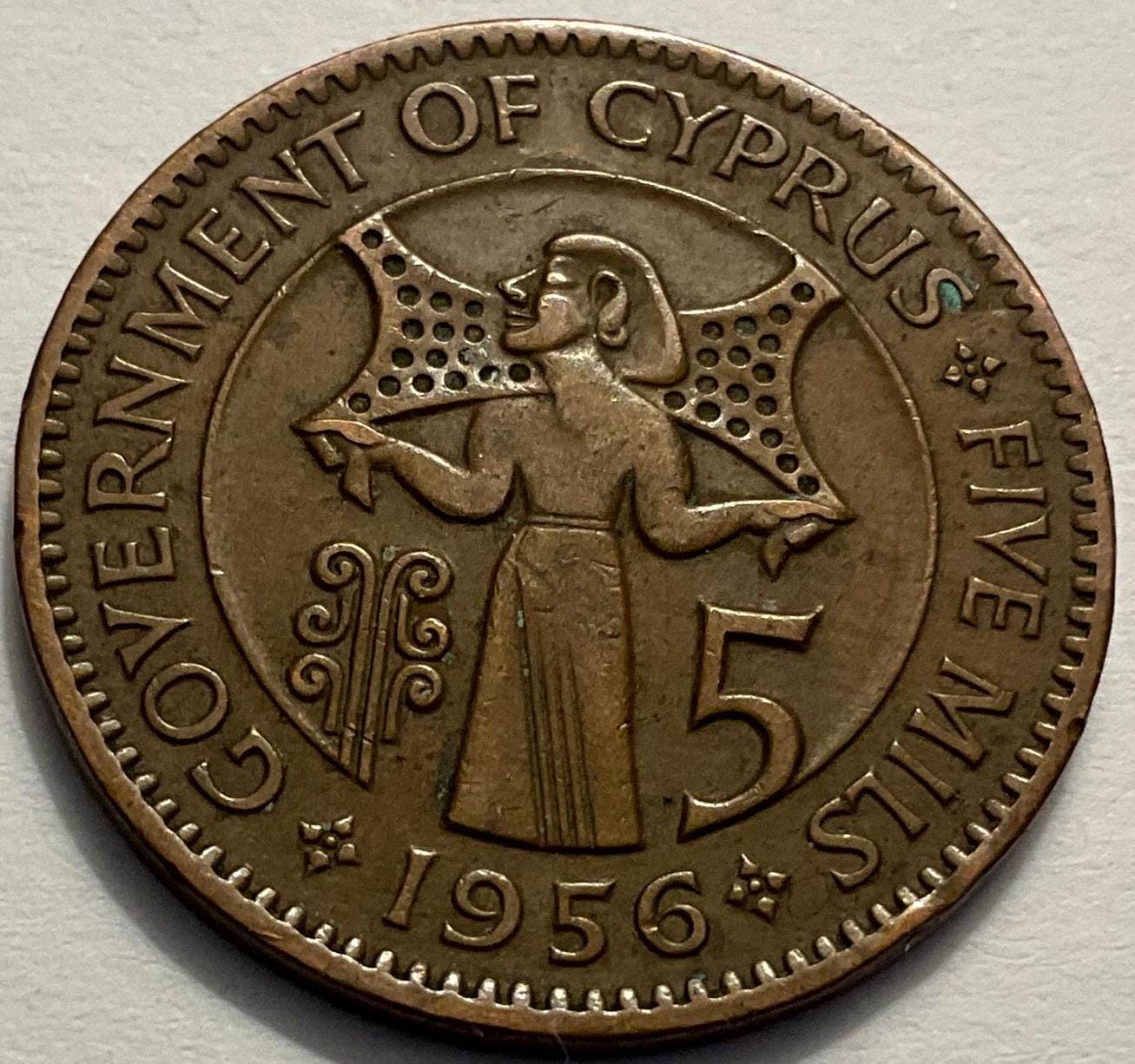 1955/1956 Cyprus 5 Mils Coins 1st Portrait - Etsy