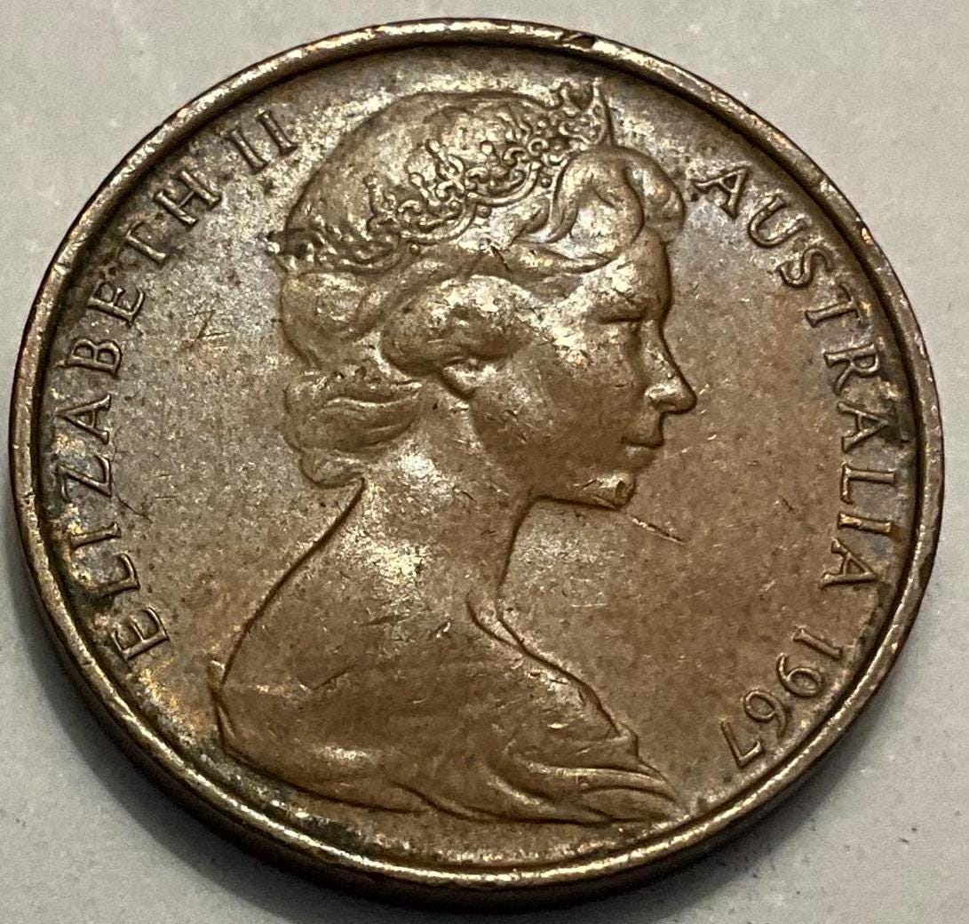 1966/1967 オーストラリア 2 セント エリザベス女王 2 世コイン - Etsy