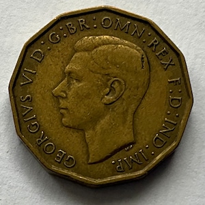 Moneta da tre pence di Giorgio VI del 1938