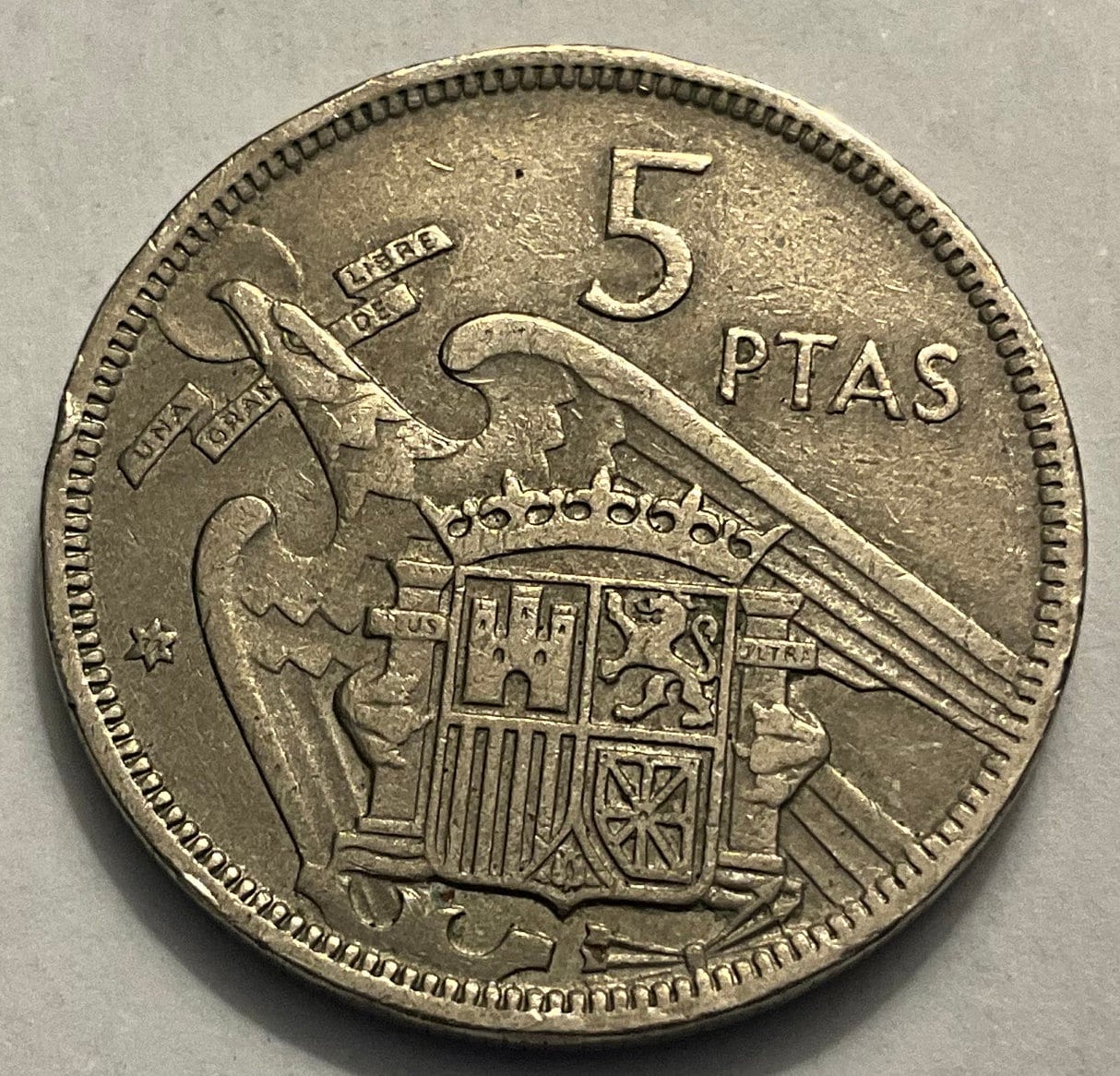 1957(72)/1957(74) スペイン 5 ペセタ フランシスコ フランコ コイン
