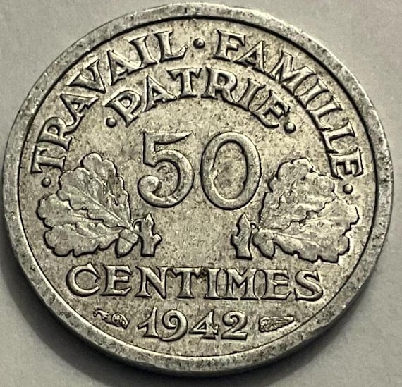 1942年フランス50サンチーム硬貨 - Etsy 日本