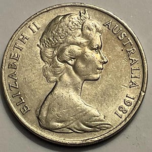 1981 Australia Queen Elizabeth II 20 Cents Coin