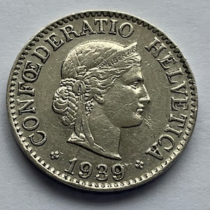 1939 Switzerland 10 Rappen Coin