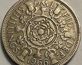 1966年 イギリス女王エリザベス2世 2シリング硬貨 - Etsy 日本