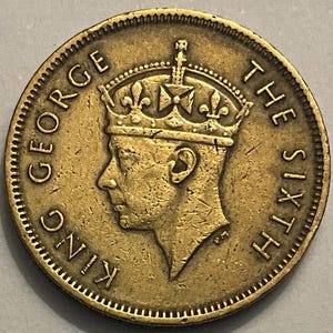 Moneta da 10 centesimi di Re Giorgio VI di Hong Kong del 1950