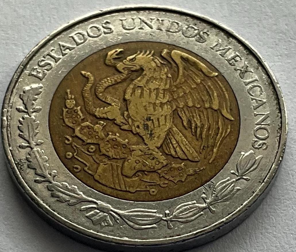 1994年メキシコ1ヌエボペソ硬貨 - Etsy 日本