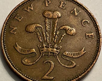 1971年ヴィンテージ2ペンス硬貨：エリザベス女王、ジュエリー製作