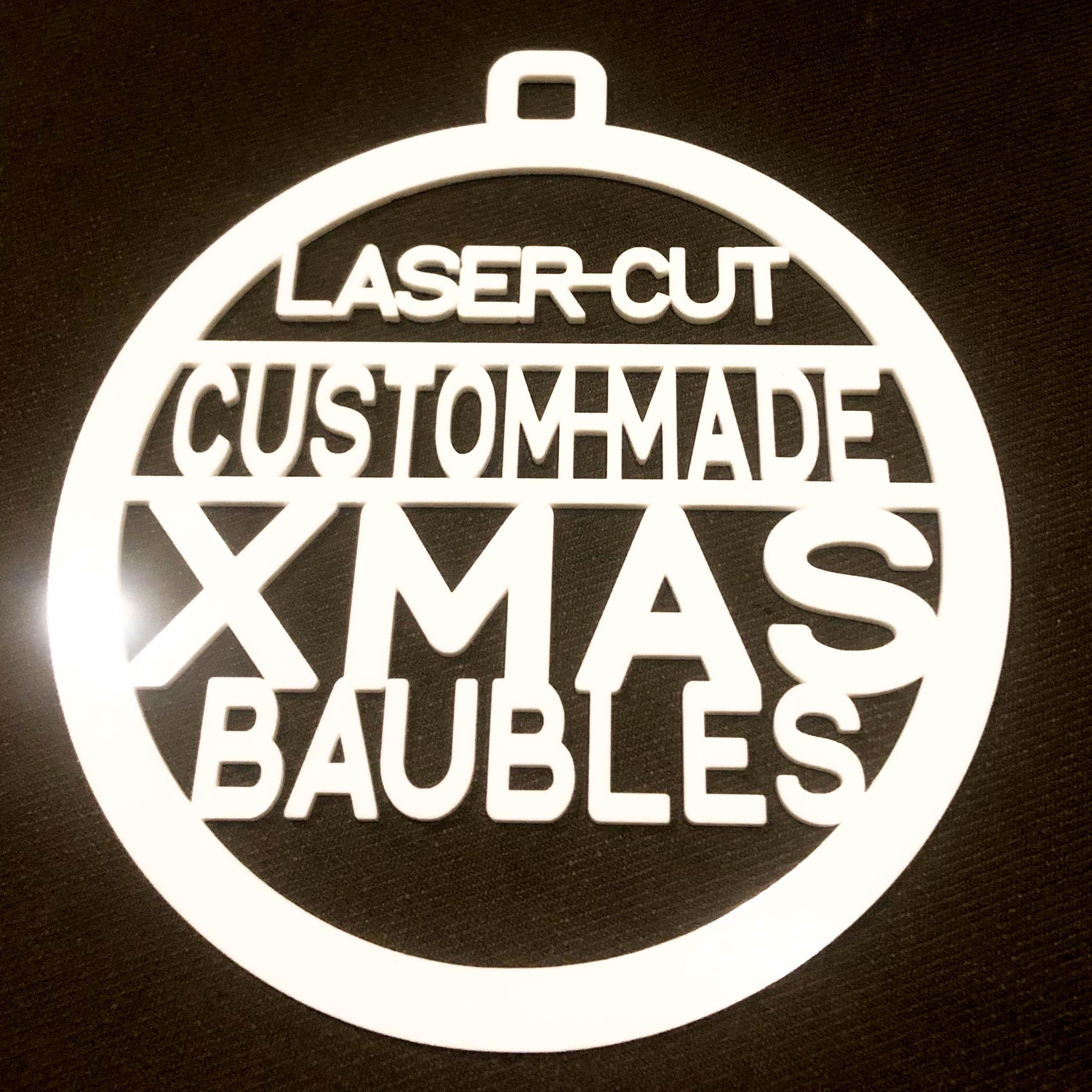 Large Custom-made Laser-cut Acrylic Christmas Baubles - 190mm diameter