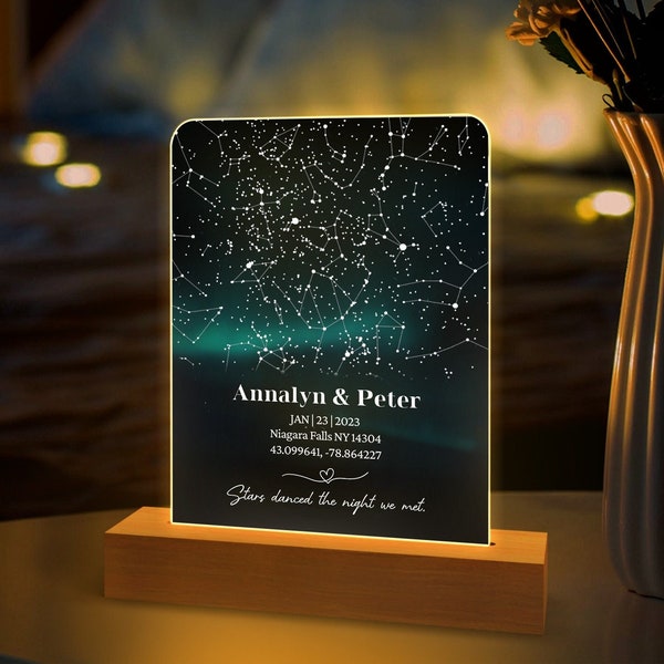 Custom star map by date night light-The night we met star map night lights-Custom couples gift-Personalized anniversary gift for Her & Him