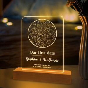 Custom star map by date night light-Personalized first date map night lights-Personalized couples gift anniversary gift