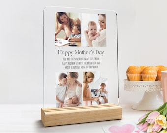 Custom Acrylic Photo Plaque with Stand - Personalized Photo Collage Plaque for Mom - Mothers Day Gifts - Personalized Gifts for Mom & Her