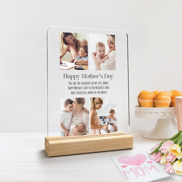 Custom Acrylic Photo Plaque with Stand - Personalized Photo Collage Plaque for Mom - Mothers Day Gifts - Personalized Gifts for Mom & Her