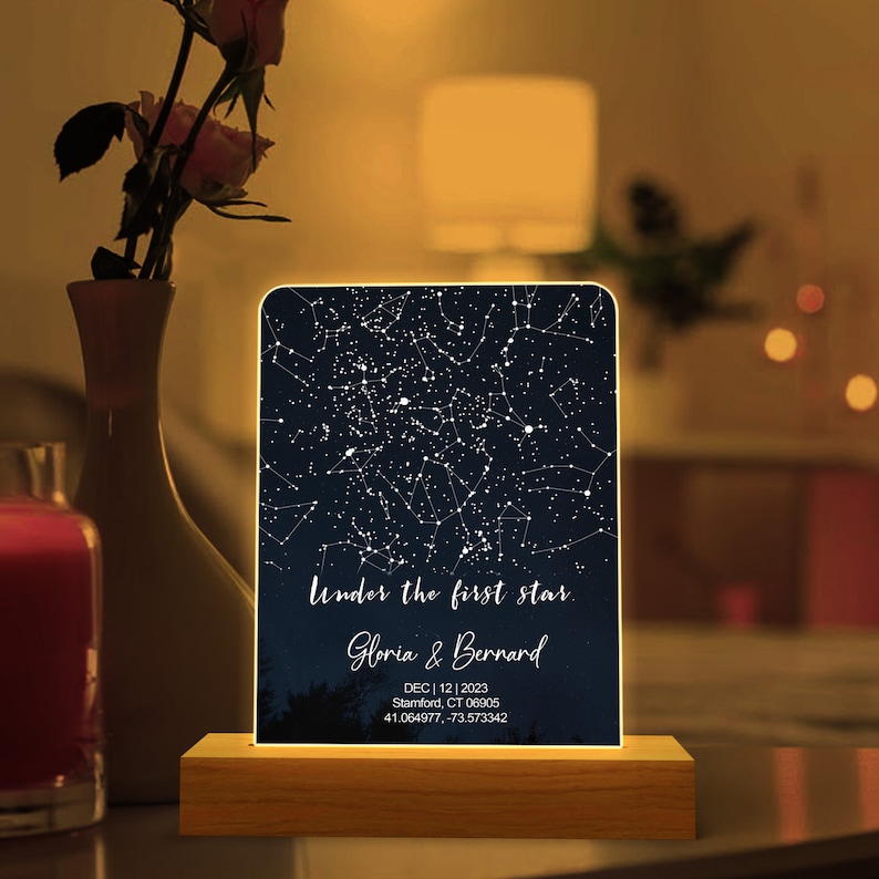 Custom star map by date night light-The night we met star map night lights-Custom couples gift-Personalized anniversary gift for Her & Him image 2