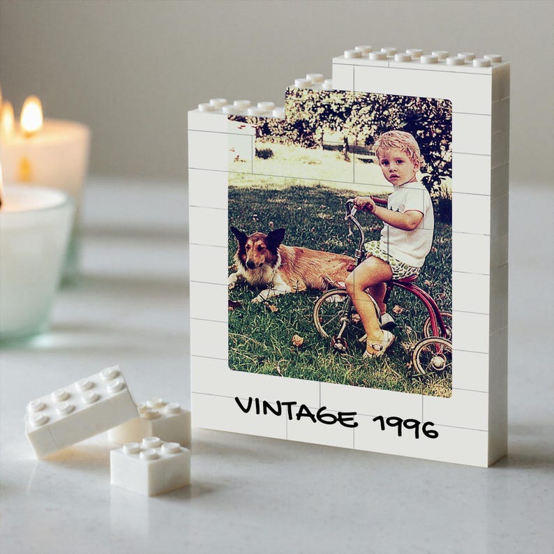 30th Birthday Custom Puzzle Vintage 1996 Design, Photo Block Puzzles Retro Photograph Ready-to-Assemble Gifts image 1