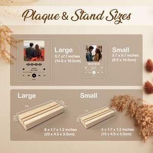 May include: Two different sizes of wooden plaques with stands. The larger plaque is 5.7 x 7.7 inches (14.5 x 19.5 cm) and the smaller plaque is 3.7 x 5.7 inches (9.5 x 14.5 cm). The stands are 8 x 1.7 x 1.2 inches (20 x 4.5 x 3.0 cm) and 6 x 1.7 x 1.2 inches (15 x 4.5 x 3.0 cm).