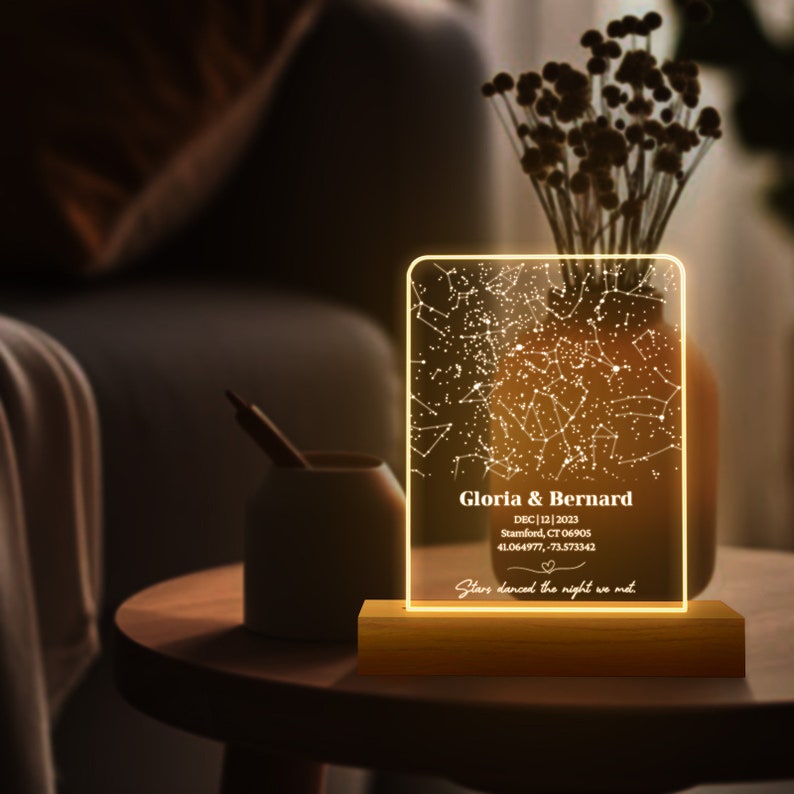 Custom star map by date night light-The night we met star map night lights-Custom couples gift-Personalized anniversary gift for Her & Him image 7