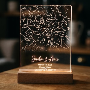 Sterrenkaart op maat van Date Night Light - Cadeaus voor de avond dat we elkaar ontmoetten - Een persoonlijk cadeau voor hem en haar met een mooie herinnering.