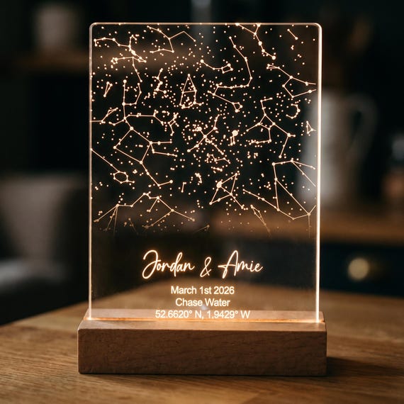 Custom Star Map by Date Night Light - The Night We Met Gifts - Custom Couples Gift for Her & Him with Memory