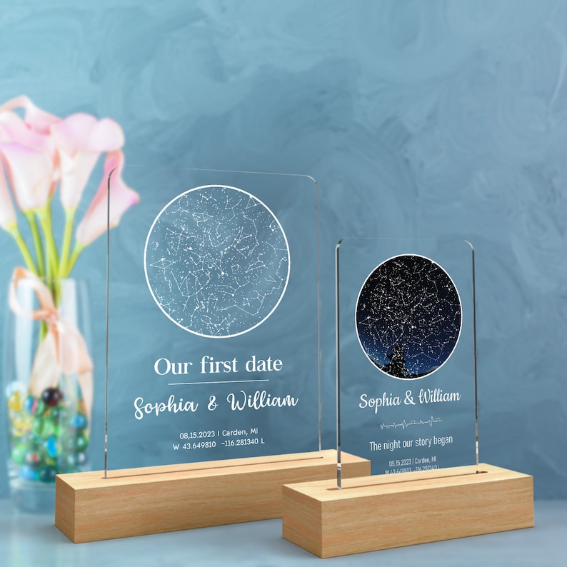 Custom star map by date night light-Personalized first date map night lights-Personalized couples gift anniversary gift image 6