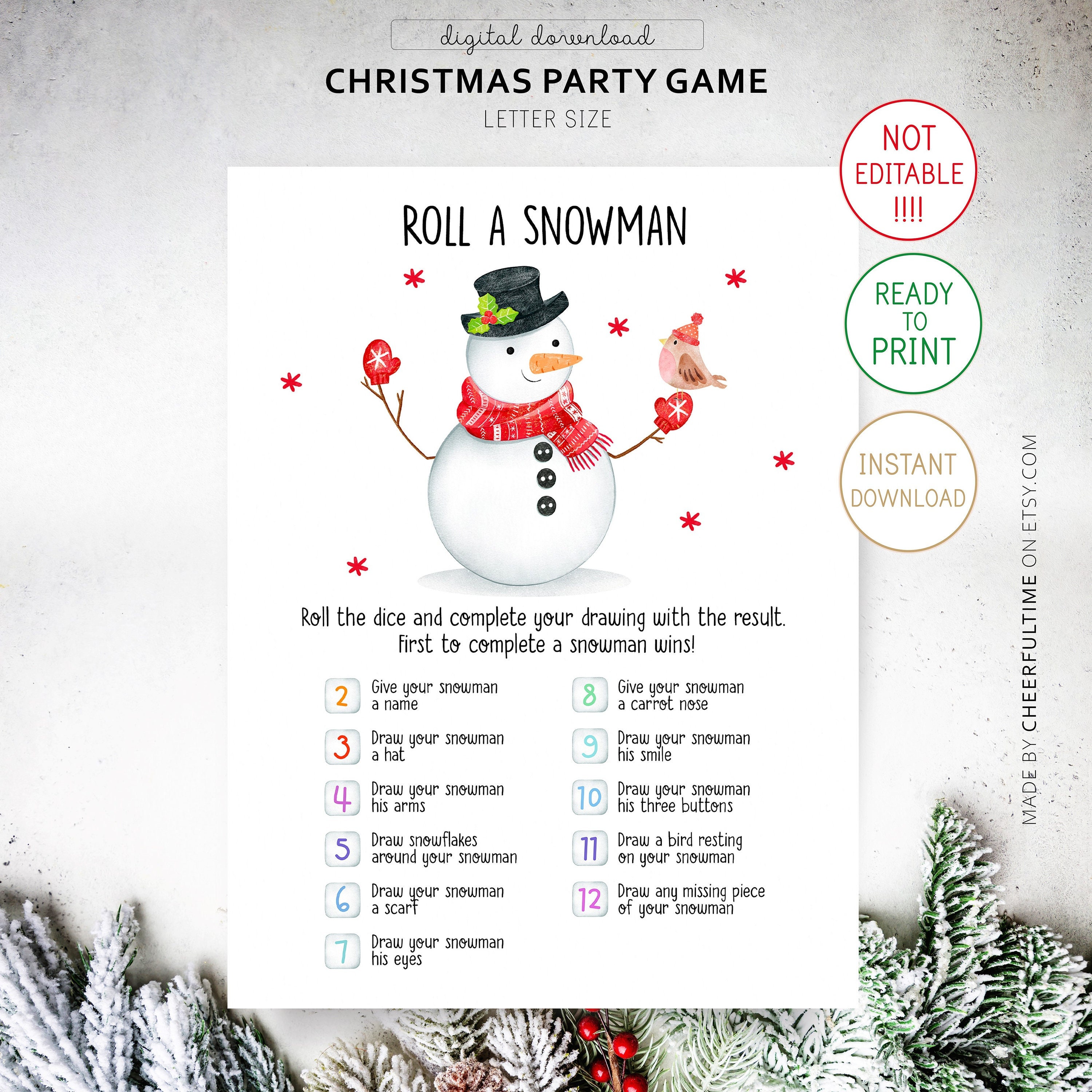 abces moeilijk tevreden te krijgen Wreed Kerst Dobbelsteen tekenspel. Holiday Roll A Snowman Game - Etsy België