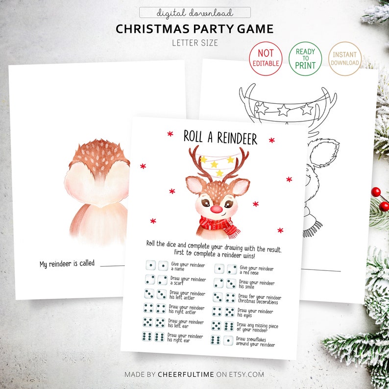 Printable Christmas Roll a Snowman Game. Roll a Reindeer, Roll a ...