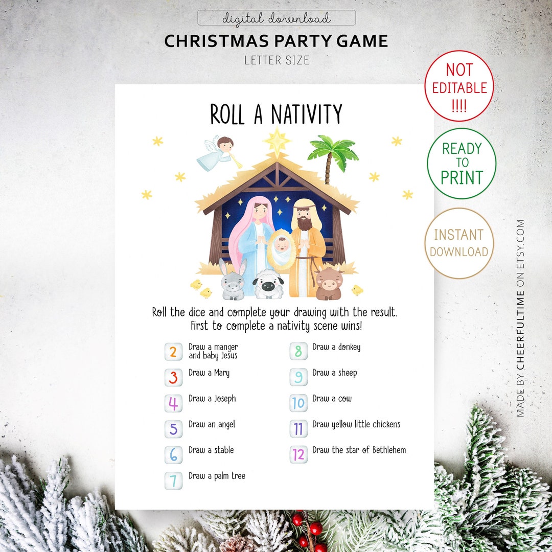 Printable Holiday Dice Game. Christmas Dice Drawings Fun. Family Xmas ...