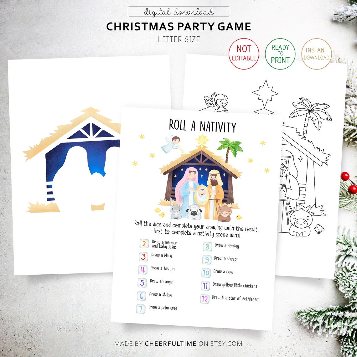 Printable Holiday Dice Game. Christmas Dice Drawings Fun. Family Xmas ...