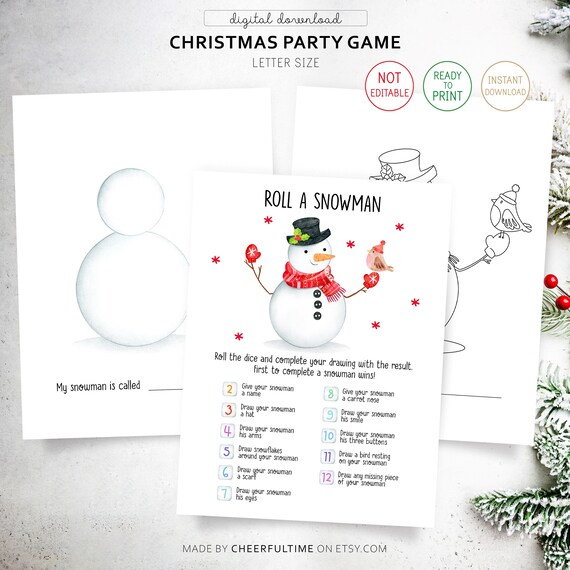 abces moeilijk tevreden te krijgen Wreed Kerst Dobbelsteen tekenspel. Holiday Roll A Snowman Game - Etsy België