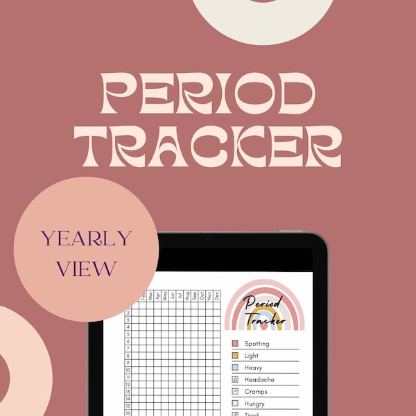 Rainbow Period Tracker, Boho Period Tracker, Boho Calendar, Minimalist Tracker, Yearly Tracker