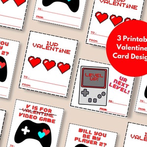 Gamer Valentines Day Cards, Gamer Valentines, Video Game Valentines, Printable Valentines Day Cards, Boy Valentines, Blue and Red Valentines