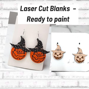 Blank Pumpkin Witch Hat Earring Blanks | Maple + Walnut Wood | Halloween Laser Cut Earring Shapes | DIY Laser Blanks