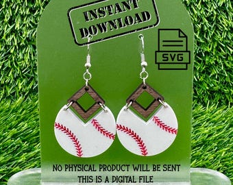 Baseball Earring SVG Laser Digital File – Laser Cut Baseball Earrings for Glowforge, xTool, and Cricut