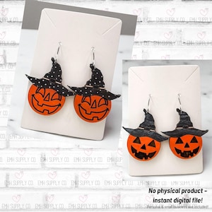 Pumpkin Witch Hat Earring SVG | Halloween Earrings | Laser Cut File for Glowforge, xTool | Cute Fall Spooky Earring Design