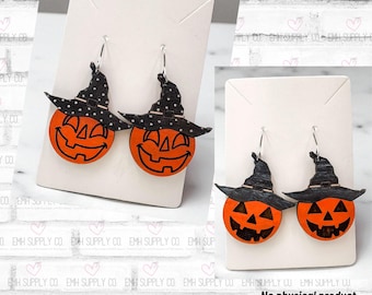 Pumpkin Witch Hat Earring SVG | Halloween Earrings | Laser Cut File for Glowforge, xTool | Cute Fall Spooky Earring Design