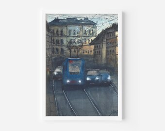 Original Watercolor Painting, Art, Ukraine Artwork, Ukraine Street View, Ukraine Art, Ukraine Painting