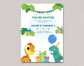 Birthday Boy Invitation - Dinosaur Party, Jurassic Party, Kids Birthday, Digital Invitation, Party Invite, Birthday INSTANT DOWNLOAD