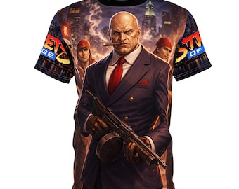 Camiseta del jefe / Traje de crimen negro con estampado integral