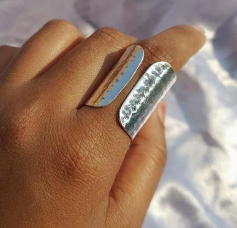 Solide 925 Sterling Silber Ring, Breite Bandring, gehämmert breite Fidget Band, Meditation Ring, Jubiläum Ring für Geschenk, Bandring für Frauen Bild 4