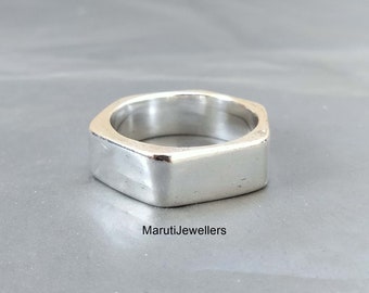 Zilveren moer bout ring 925 sterling zilveren schroef bout ring gewone brede band stapelbare ring zware dikke band statement ring handgemaakte sieraden