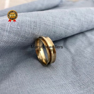14k Gold Plated Spinner Band, Thumb Band, Brass Ring, Spinner Ring, Meditation Ring, handmade ring, Valentine's Gift Ring For Girls