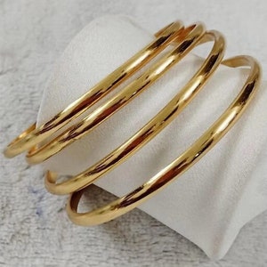 18K Gold Filled Bangle Set Of 4, Thin Gold Filled Bangle Bracelet For Women, Stacking Bangle ,Celebration Bangles, Wedding Gift.